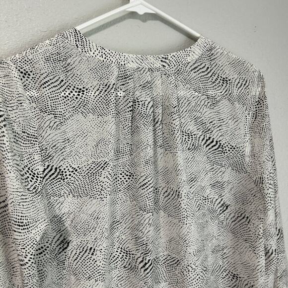Joie Blouse Women XS Black White Dot V-Neck Silk Long Sleeve Lightweight - Picture 7 of 9